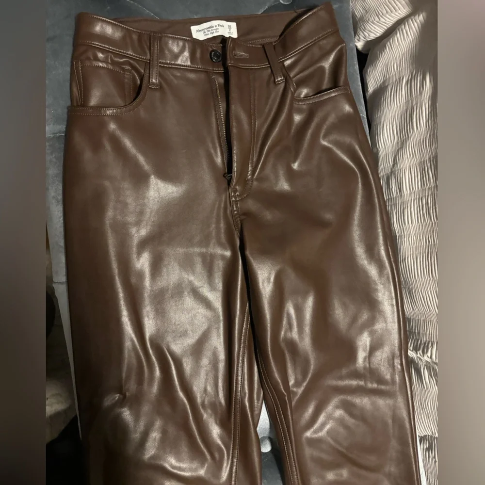 Abercrombie & Fitch Chocolate Leather Trousers - Picture 3 of 4